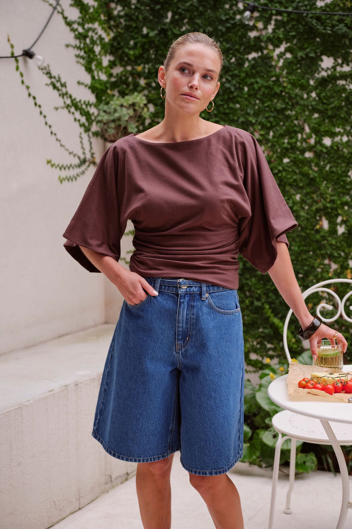 Ceres Life Olive Belted Short, Fresh Indigo