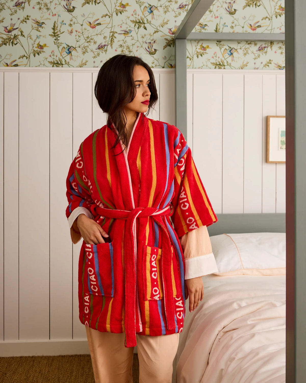 Kip & Co Terry Mini Robe, Ciao Stripe