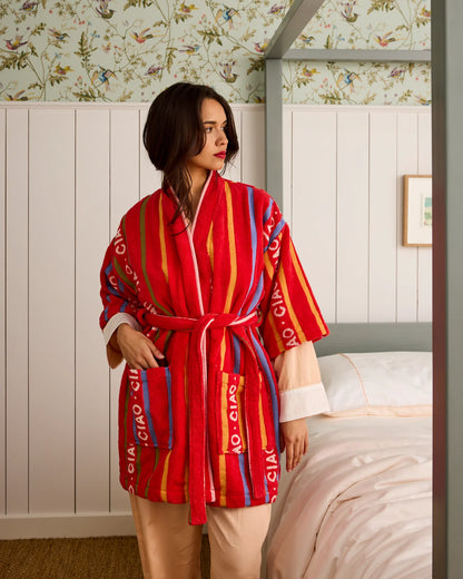 Kip & Co Terry Mini Robe, Ciao Stripe