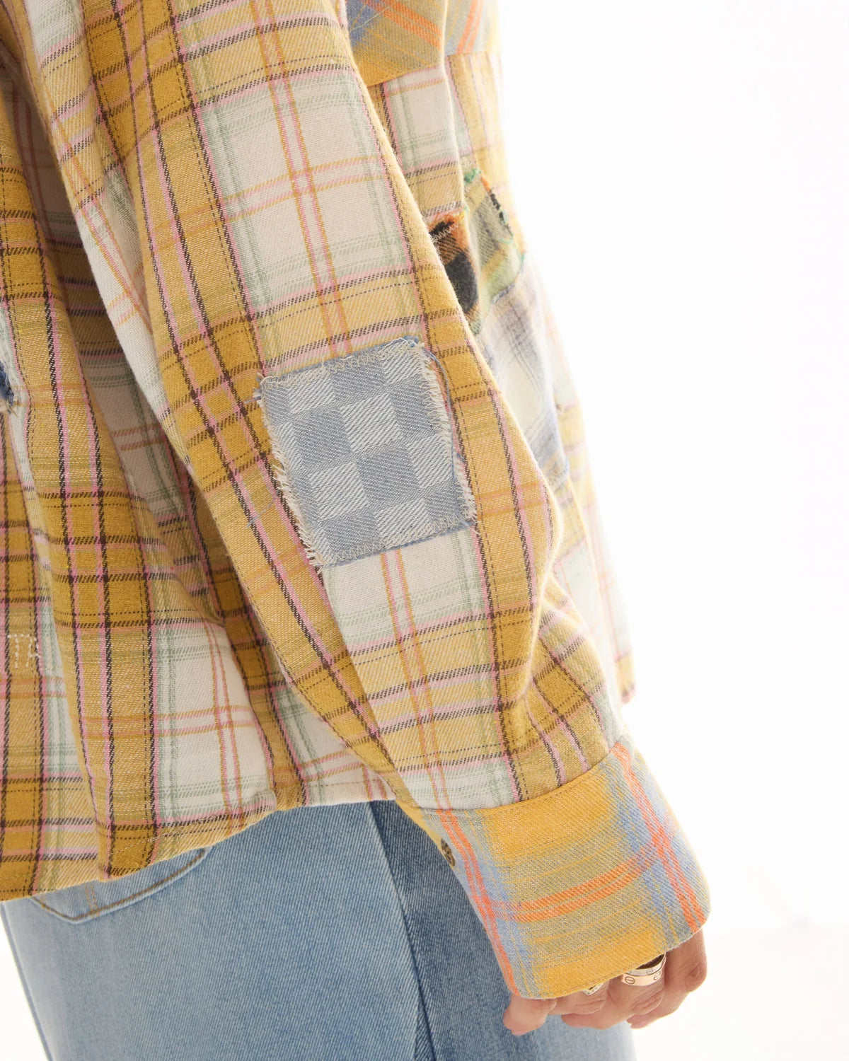 The Tales Patched Up Yellow Flannel Western Shirt