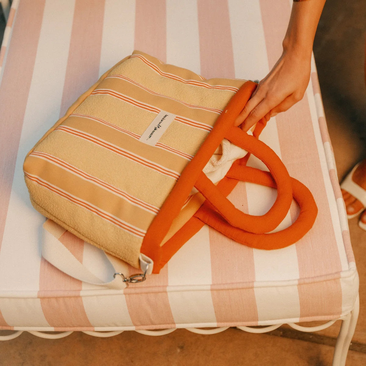 Business and Pleasure The Cloud Cooler Tote Bag, Bistro Papaya Stripe