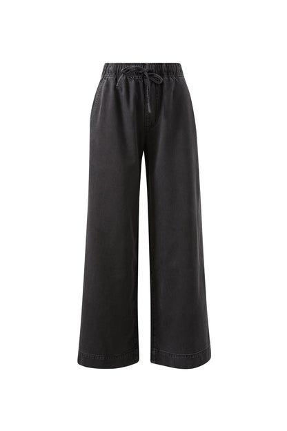 Ceres Life Andie Wide Leg Drawstring Pant, Washed Black