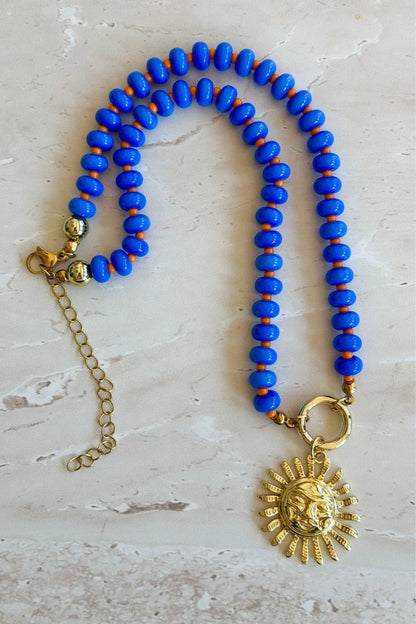 Mosk Melbourne Necklace, Sole Blu