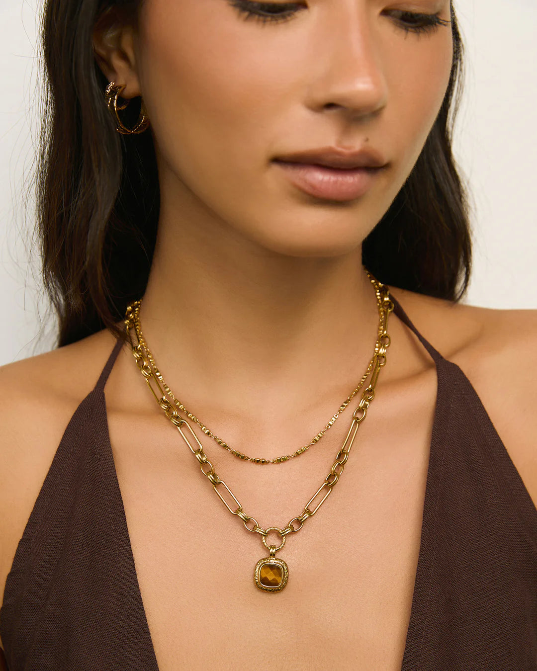 Arms Of Eve Mason Necklace, Gold & Tigers Eye