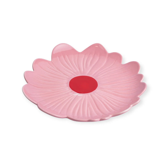 Noss & Co Small Daisy Plate, Pink with Red