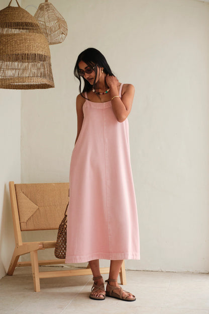Ceres Life Remy Strappy Midi Dress, Blossom Pink