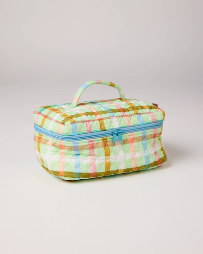 Kip & Co Quilted Cotton Toiletry Case, Candy Check Mint