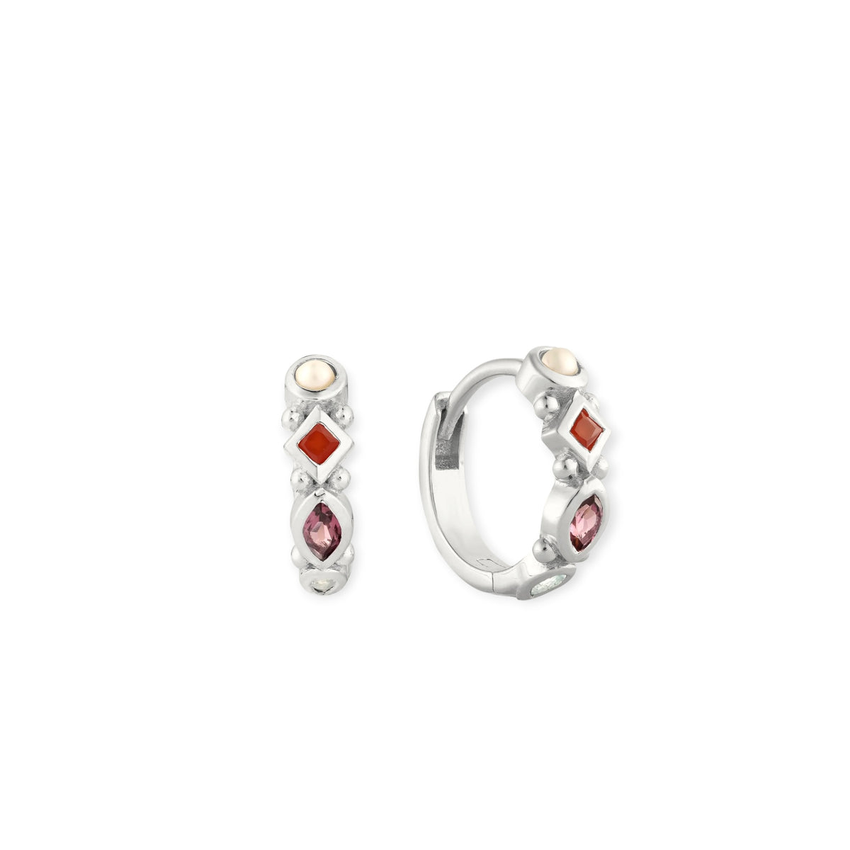 ToniMay Alida Rhodolite Huggies, Silver