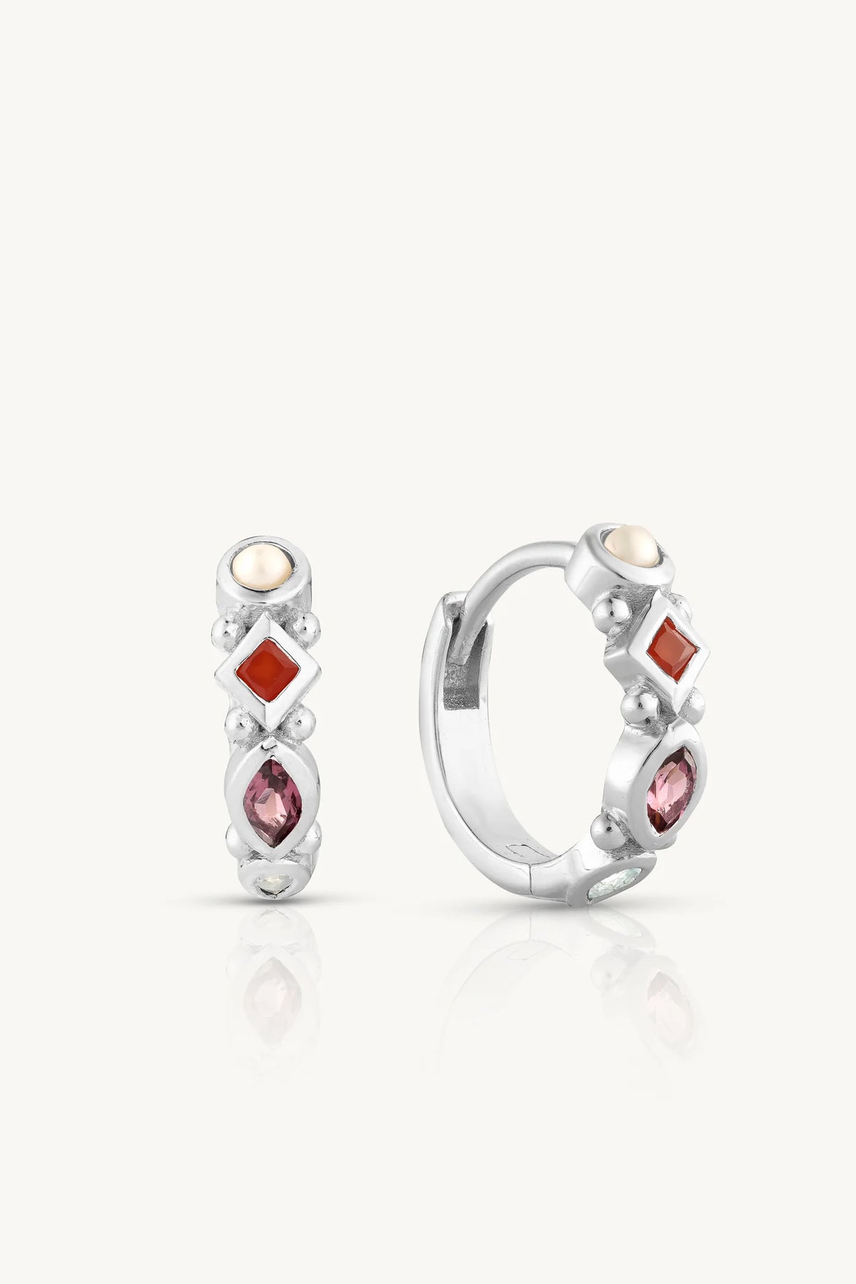 ToniMay Alida Rhodolite Huggies, Silver