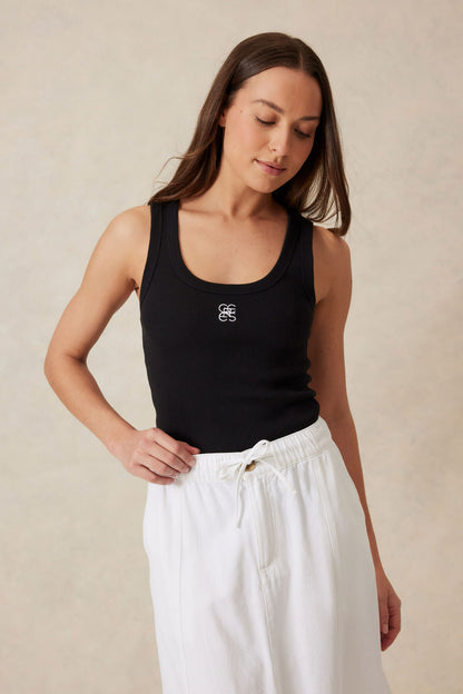 Ceres Life Contour Rib Scoop Tank, Black