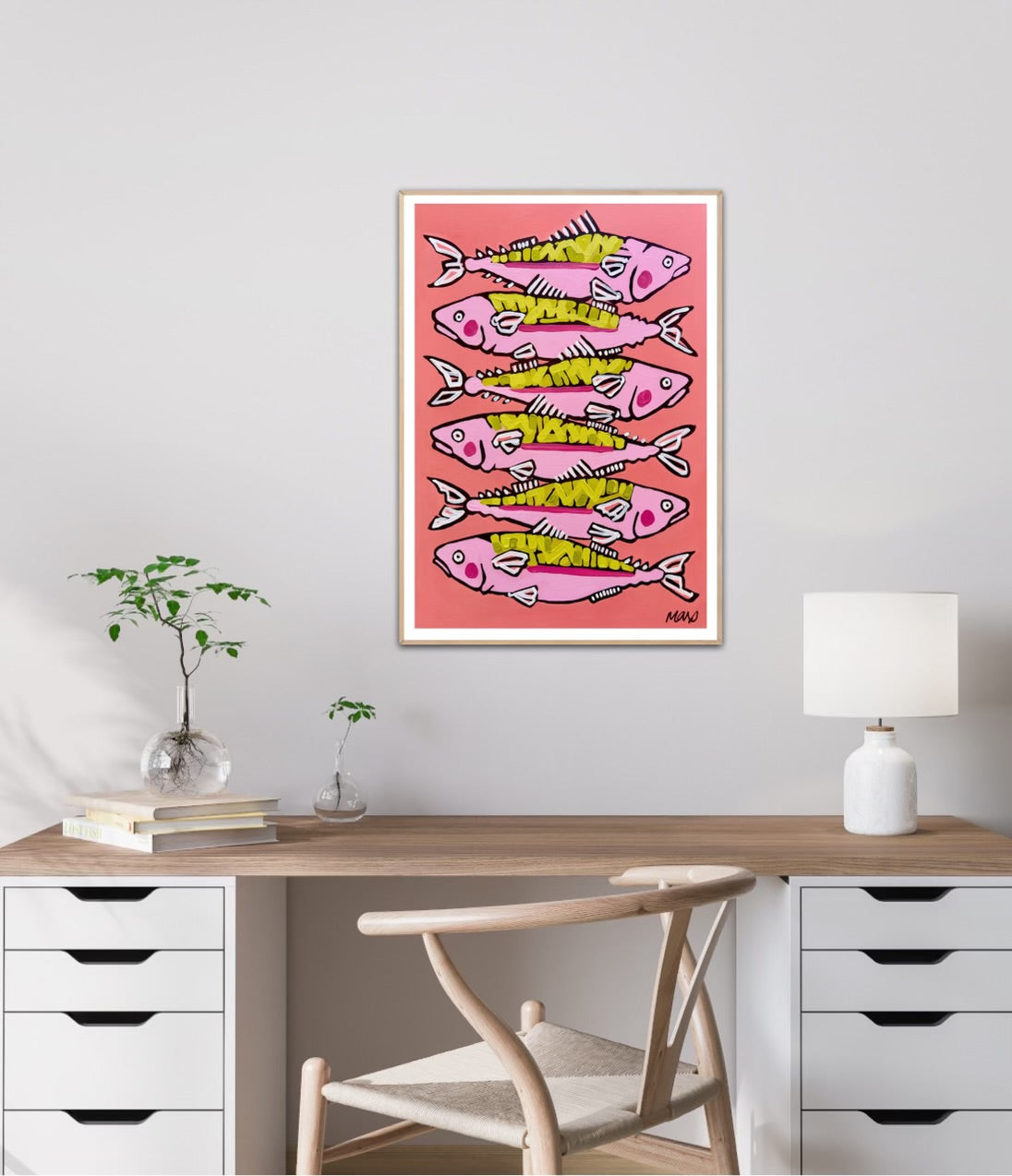 Art By Fran Max South Of France Sardines Fine Art Print with hand detailing by Fran Max, A2