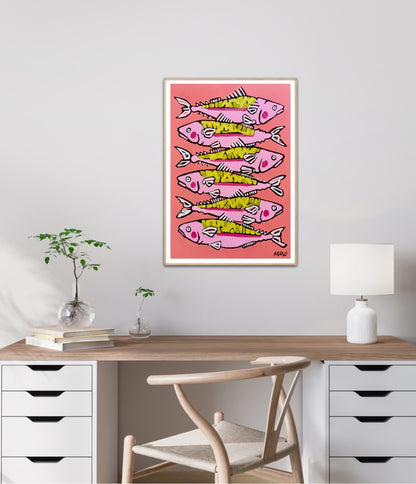 Art By Fran Max South Of France Sardines Fine Art Print with hand detailing by Fran Max, A2