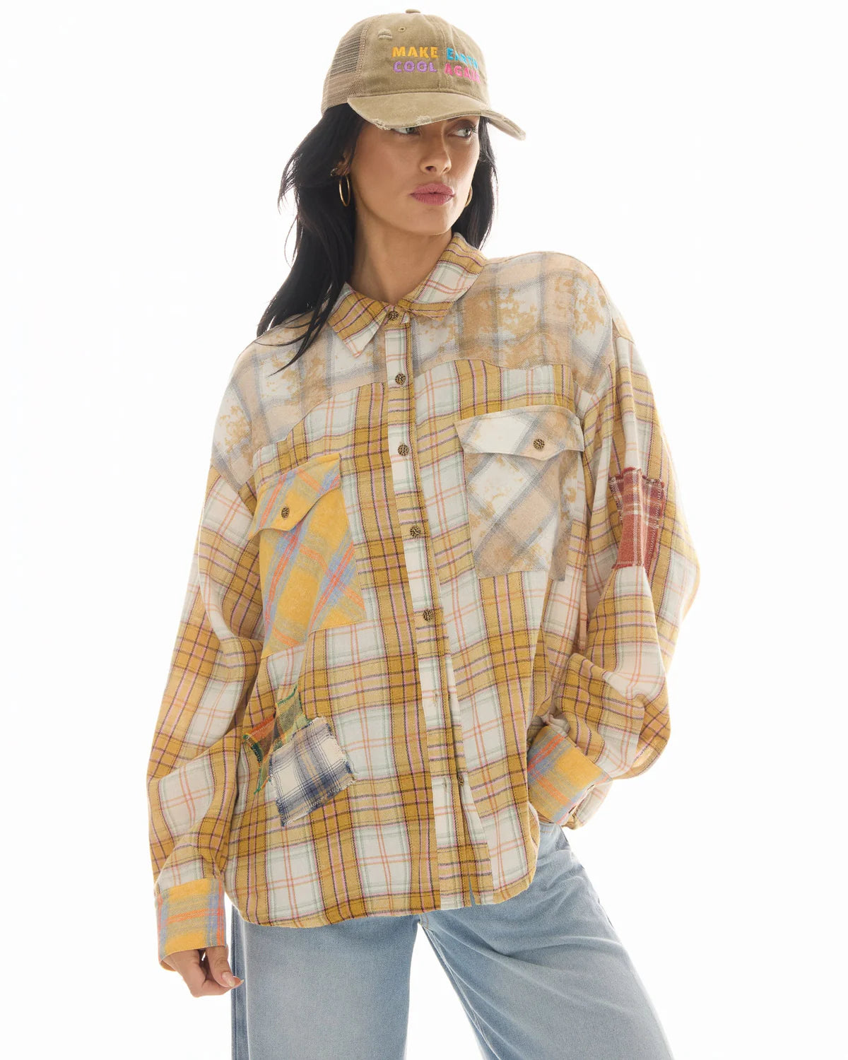 The Tales Patched Up Yellow Flannel Western Shirt