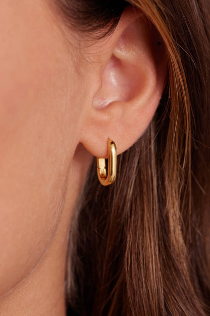 ToniMay Paperclip Polished Huggies, Medium Gold