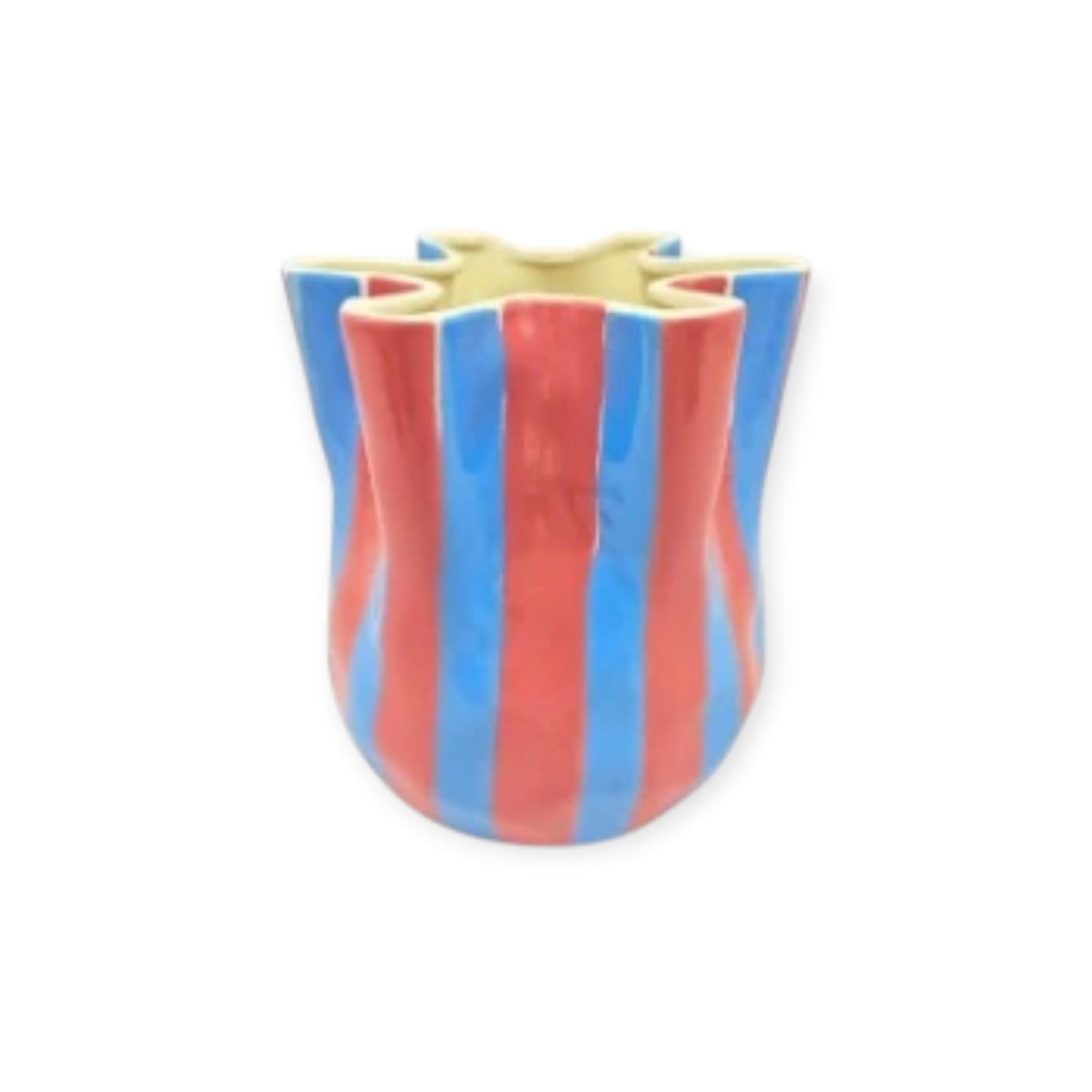 Noss & Co Fold Stripe Vase, Cornflower Blue & Pink