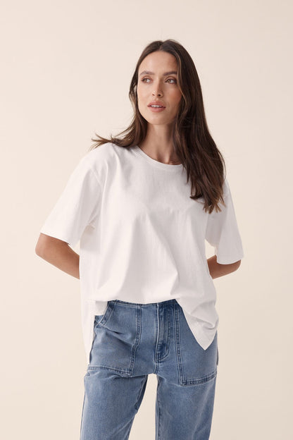 Ceres Life Slouchy Split Hem Tee, Vanilla