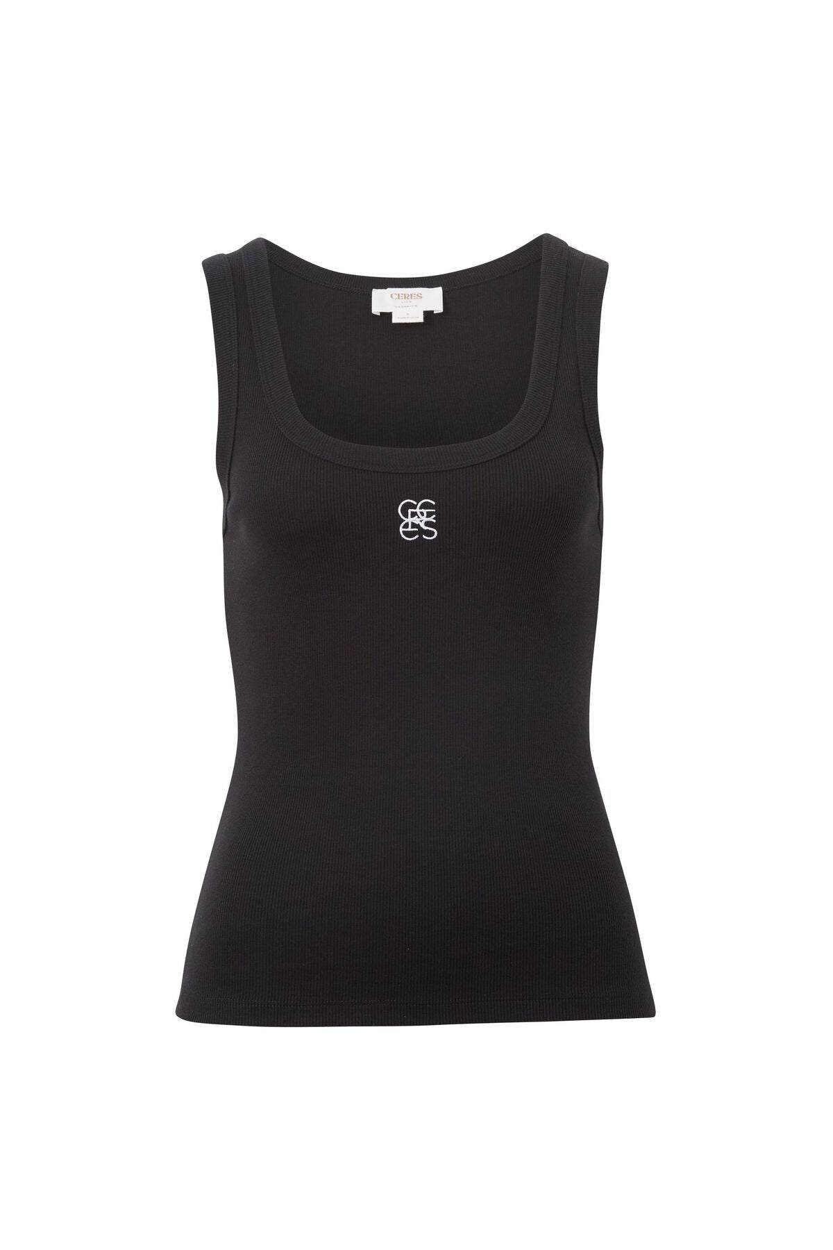 Ceres Life Contour Rib Scoop Tank, Black