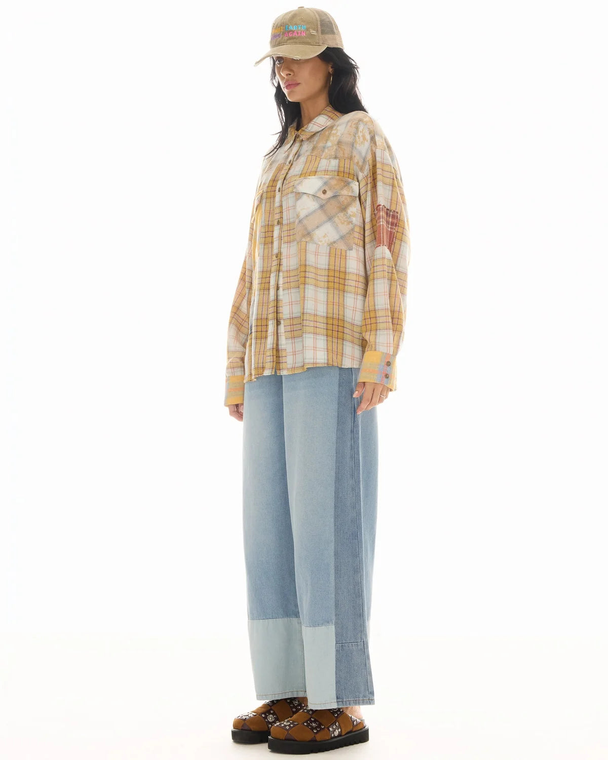 The Tales Patched Up Yellow Flannel Western Shirt