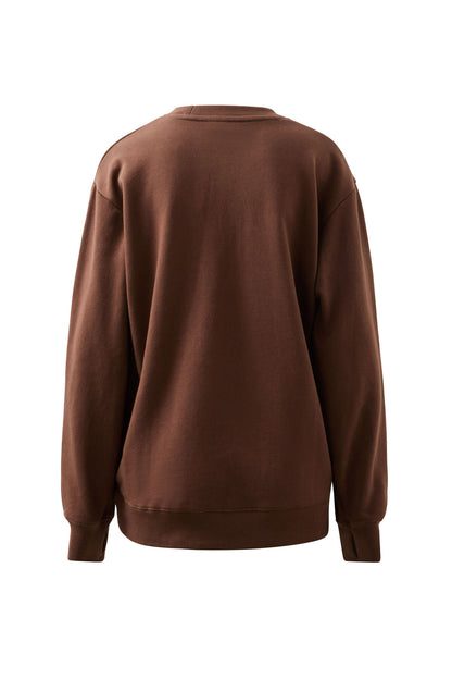 Ceres Life Isla Oversized Slouchy Crew, Chocolate