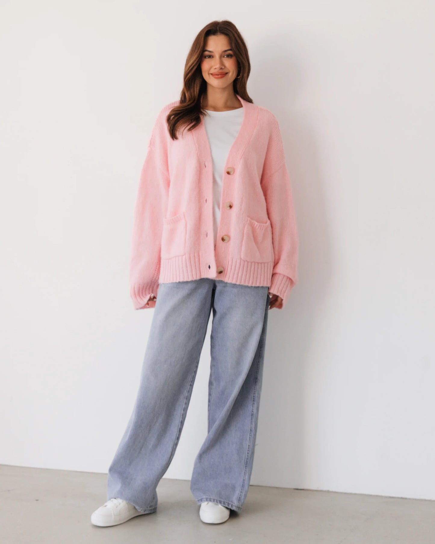 Label Of Love Slouch Cardigan, Pink