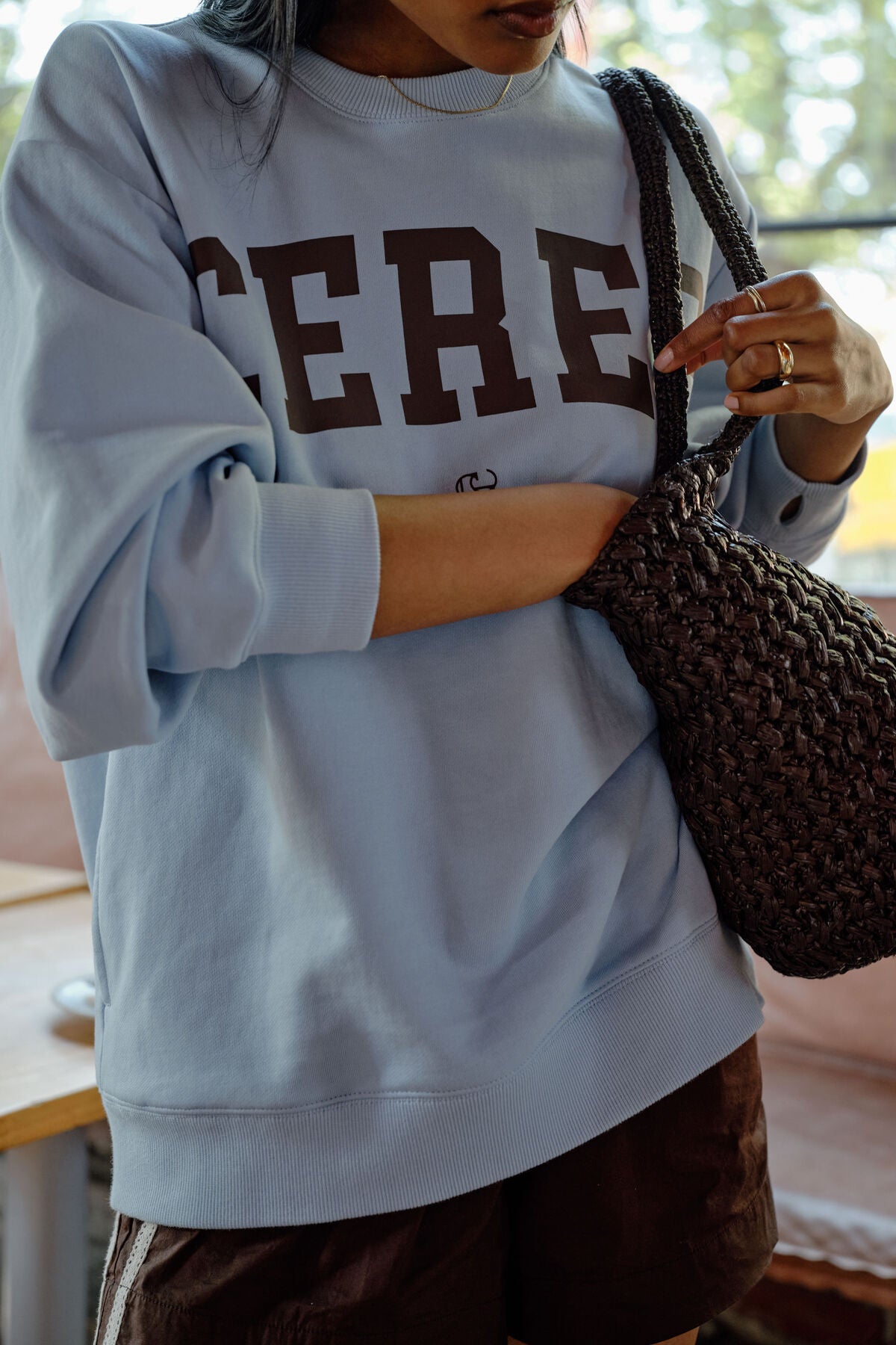 Ceres Life Isla Oversized Slouchy Crew, Chalk Blue