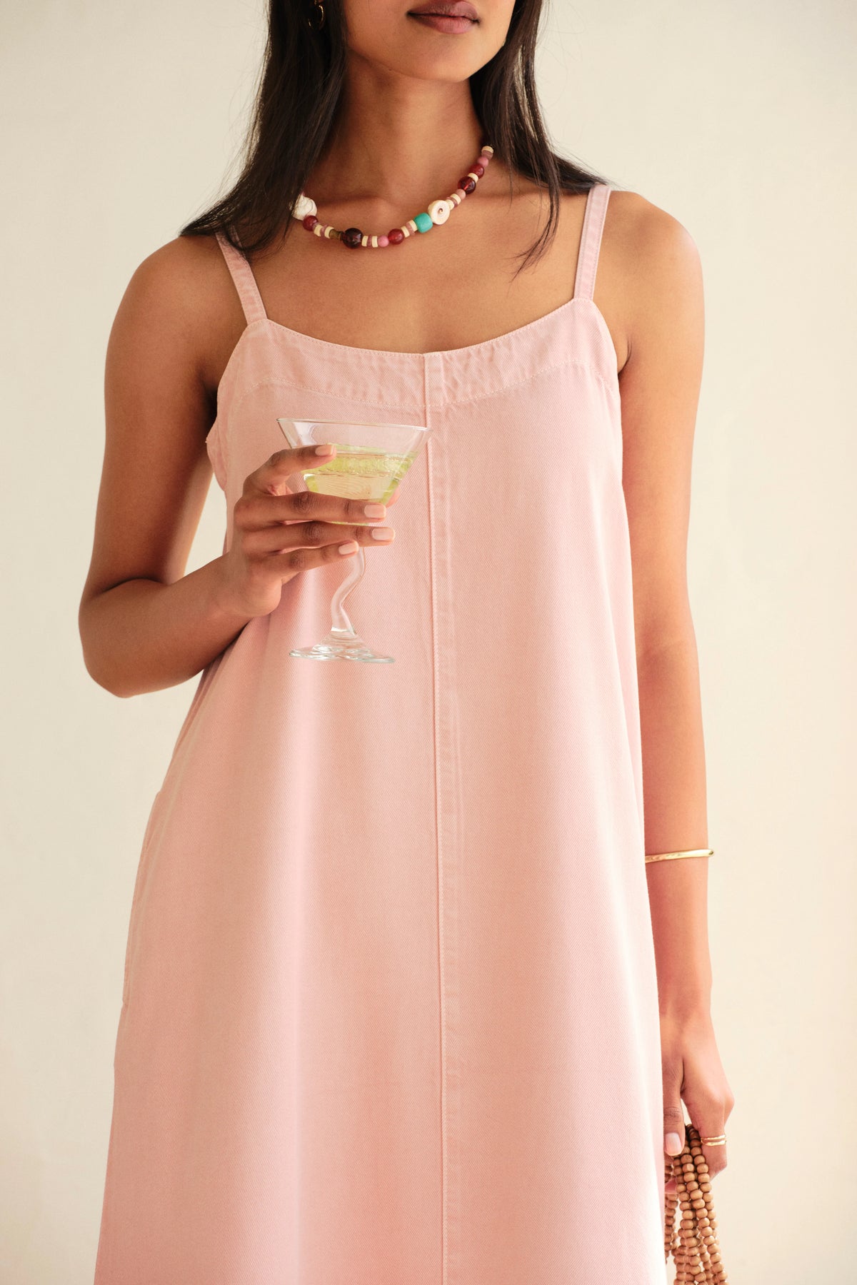 Ceres Life Remy Strappy Midi Dress, Blossom Pink