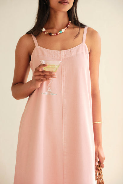 Ceres Life Remy Strappy Midi Dress, Blossom Pink