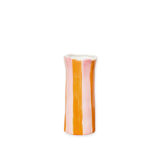 Noss & Co Small Stripe Vase, Pink & Orange
