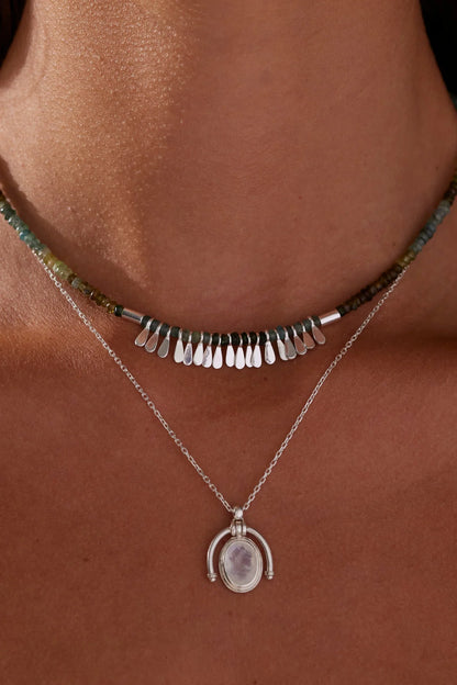 ToniMay Flora Tourmaline Tassel Necklace, Silver