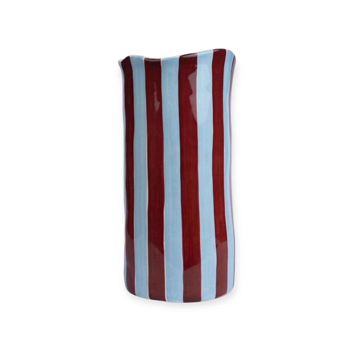 Noss & Co Large Stripe Vase, Burgundy & Blue