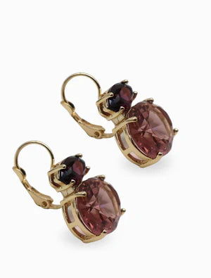 Zjoosh Double Crystal French Hooks Earrings, Lilac & Peach