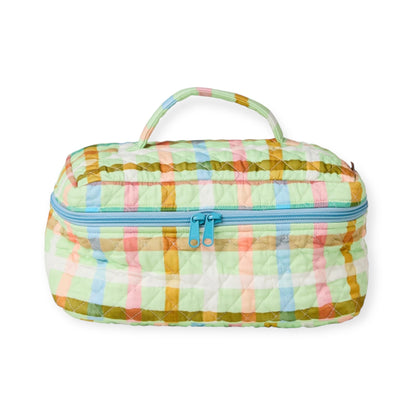 Kip & Co Quilted Cotton Toiletry Case, Candy Check Mint