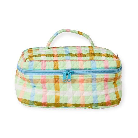 Kip & Co Quilted Cotton Toiletry Case, Candy Check Mint