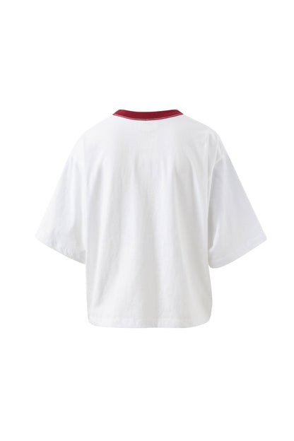 Ceres Life Phoebe Premium Tee, White with Burgundy