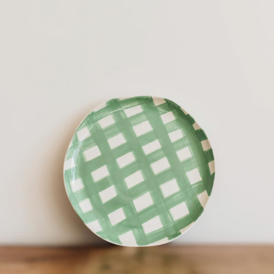 Noss Gingham Dinner Plate, Mint Green