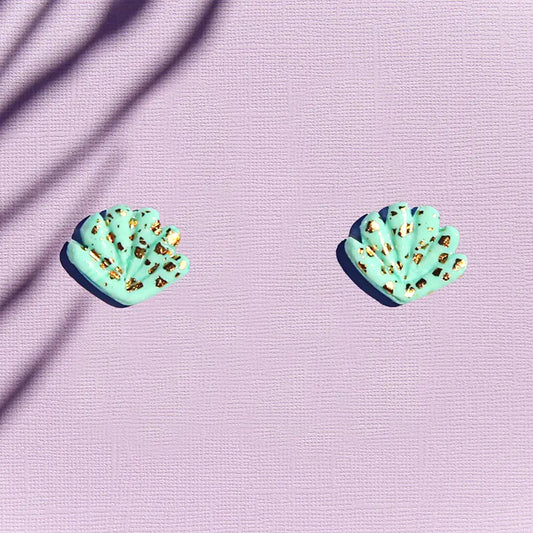 Kingston Shell Stud Earrings, Mint