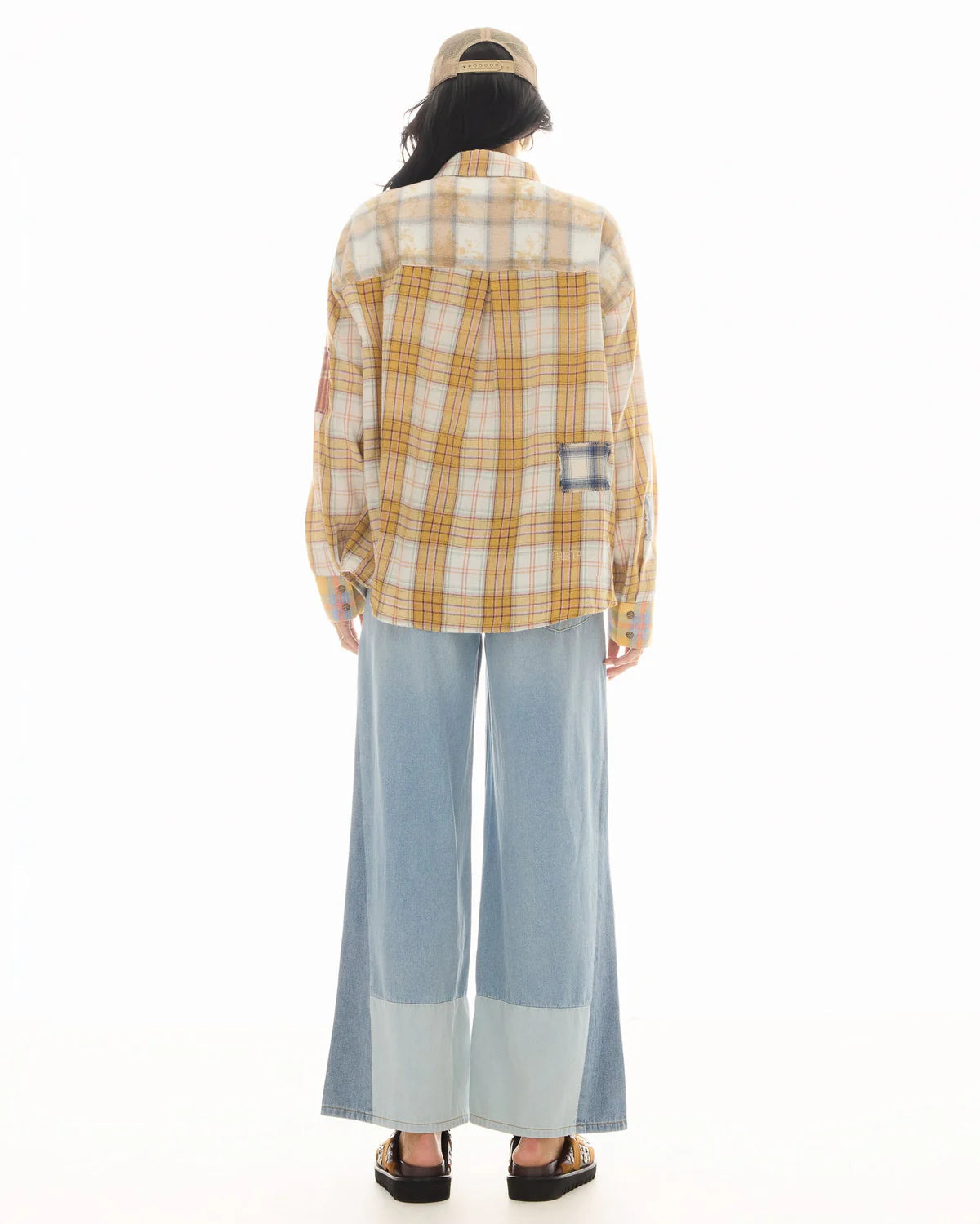 The Tales Patched Up Yellow Flannel Western Shirt