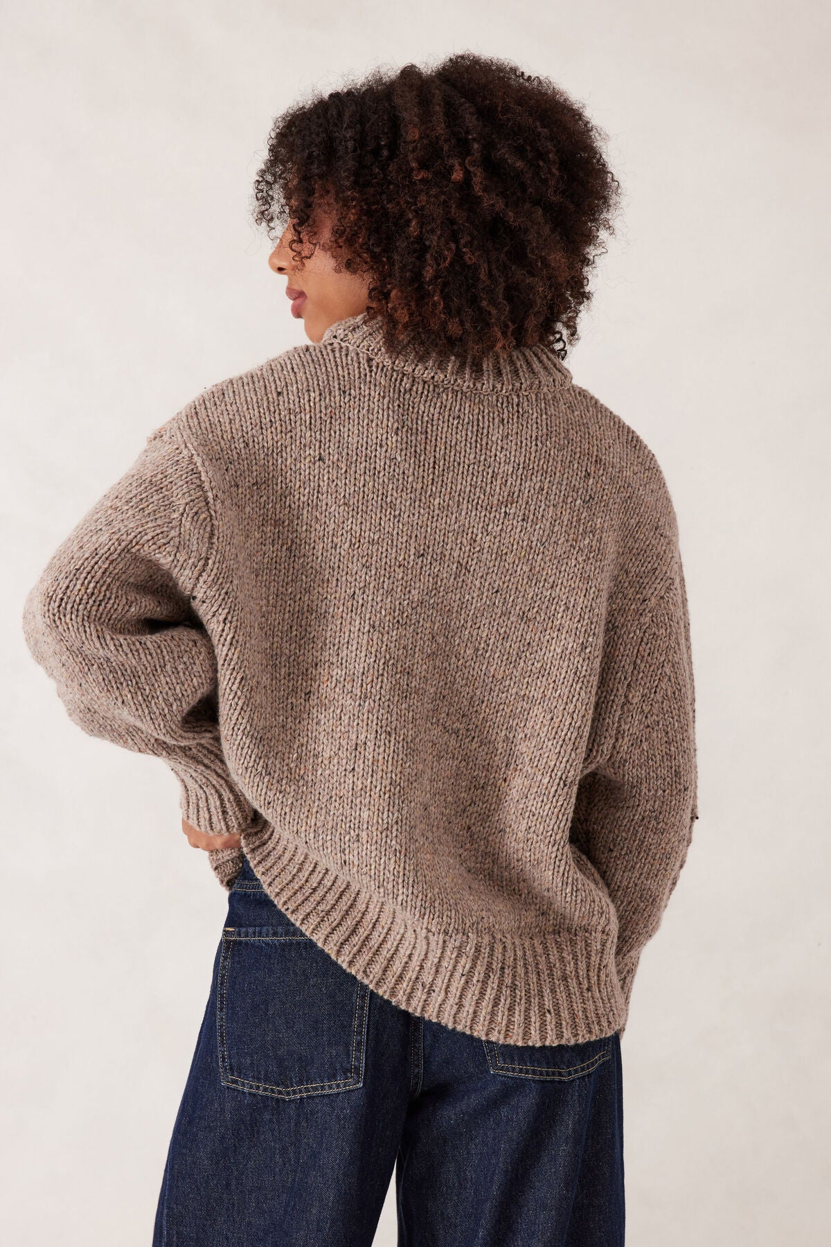 Ceres Life Lofty Knit Crew, Taupe Fleck