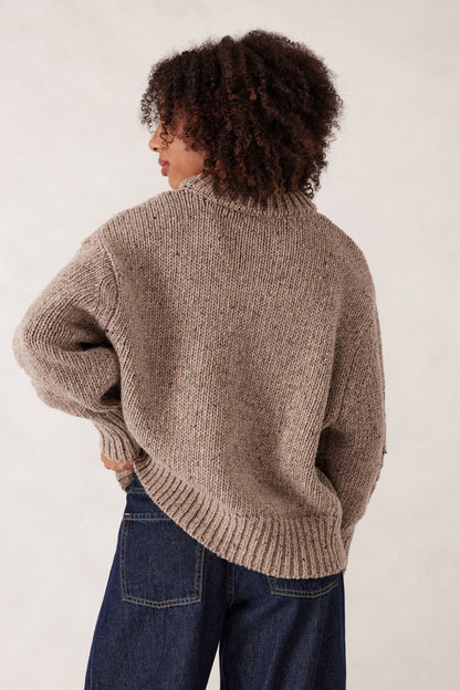 Ceres Life Lofty Knit Crew, Taupe Fleck