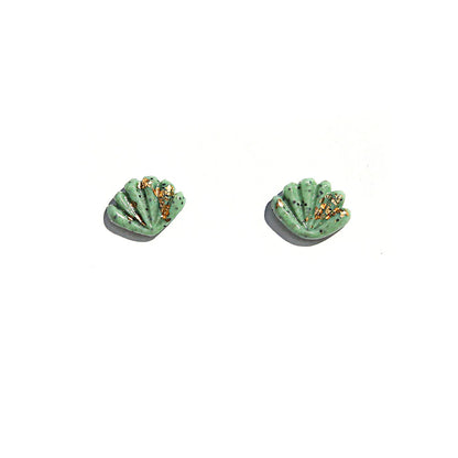 Kingston Shell Stud Earrings, Green