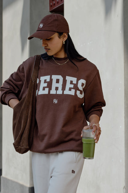 Ceres Life Isla Oversized Slouchy Crew, Chocolate