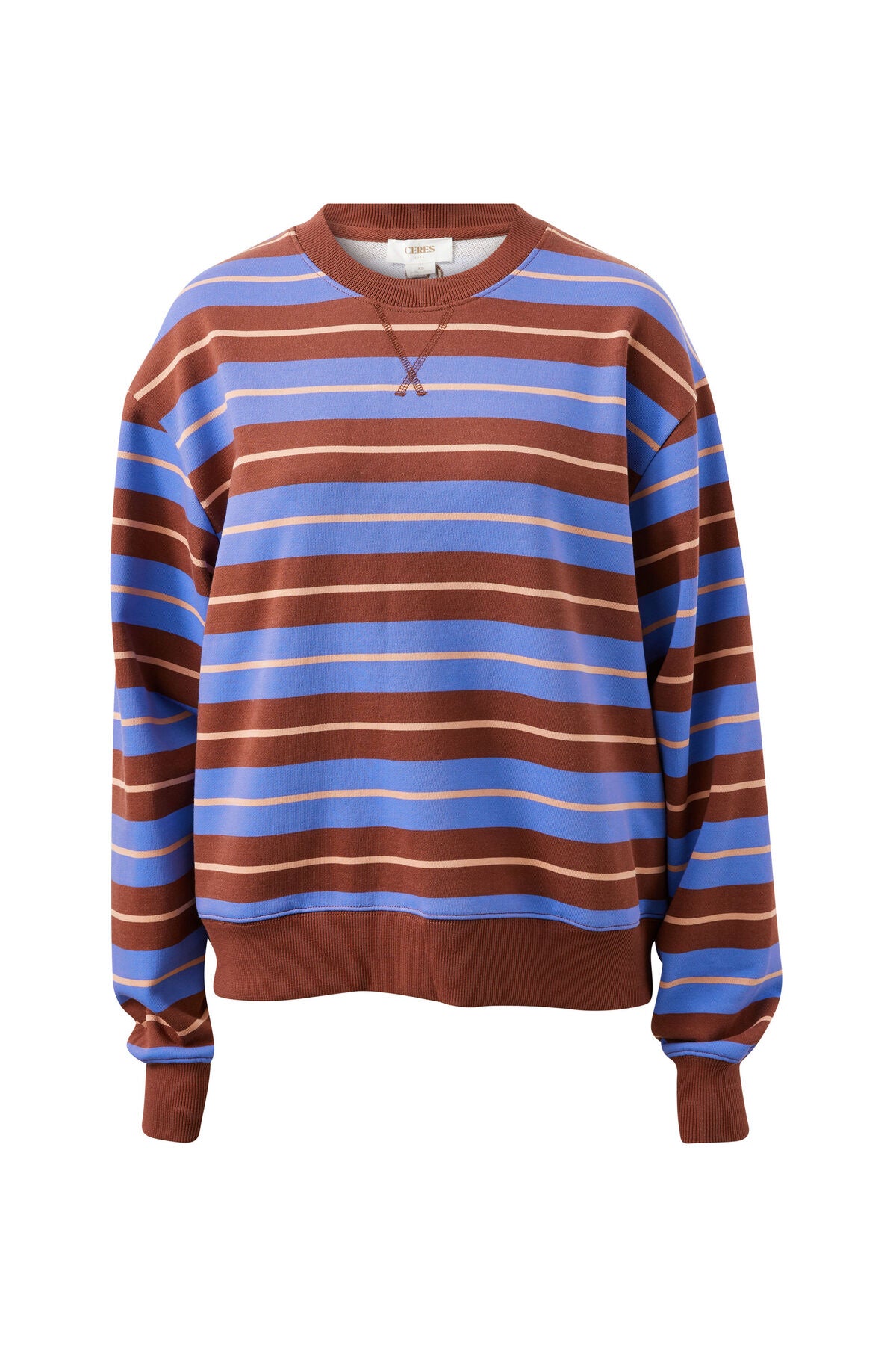 Ceres Life Romy Crew, Vintage Blue Pink Clay Burnt Toffee Stripe