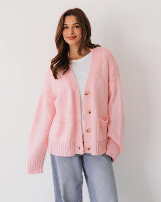 Label Of Love Slouch Cardigan, Pink