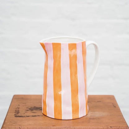 Noss & Co Medium Stripe Jug, Orange & Pink
