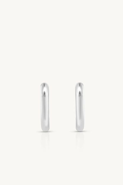 ToniMay Paperclip Polished Huggies, Small Silver