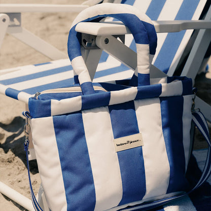 Business and Pleasure The Cloud Cooler Tote Bag, Mediterranean Blue Stripe