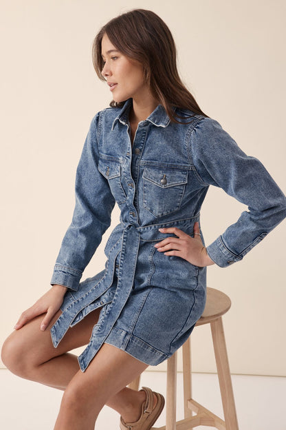 Ceres Life Denim Mini Dress, Indigo Wash