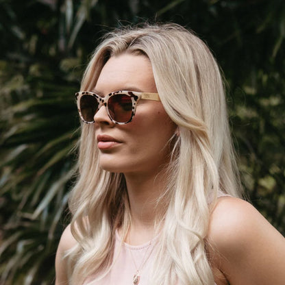 Soek Lila Grace Sunglasses, Ivory Tortoiseshell