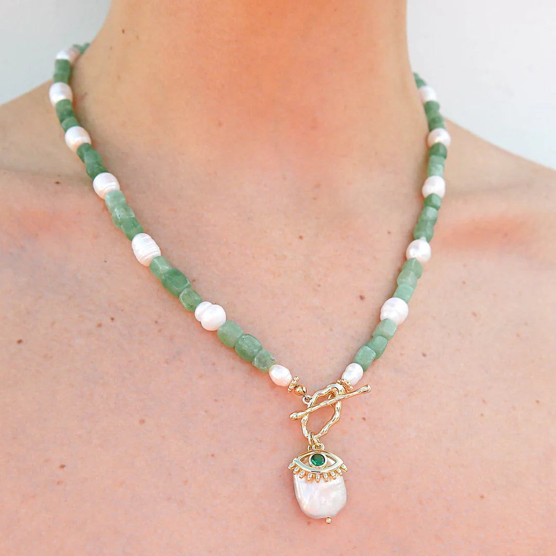 Kingston Necklace, Pastel Sage Fob