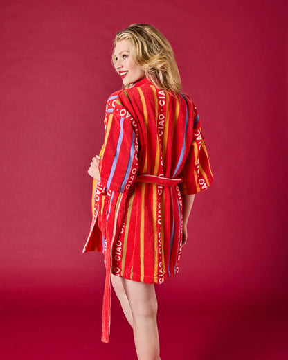 Kip & Co Terry Mini Robe, Ciao Stripe